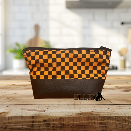 Black & Orange Checkered Snack Bag
